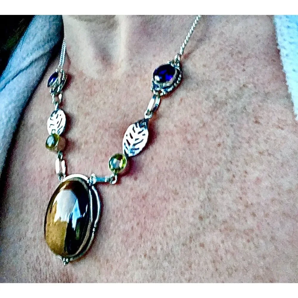 Boho Tigers Eye, Amethyst and Citrine Gorgeous, Unique Necklace